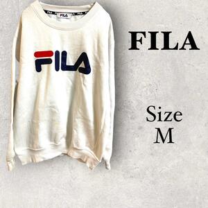 31348 フィラ【M】FILA メンズ　スウェット　トレーナー　ホワイト