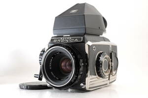 動作品 ゼンザブロニカ ZENZA BRONICA S2 プリズムファインダー レンズ Nikon NIKKOR-P 75mm f2.8 日本光学 フィルムバック 80GG3010