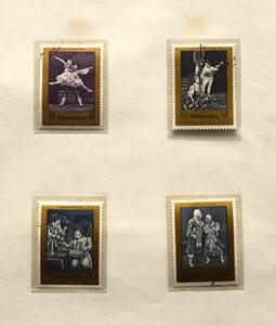 W225　ポーランド　1972年　S・モニューシュコ死去１００年記念　歌劇「ハルカ」など　4種　単片切手4枚　消印有り