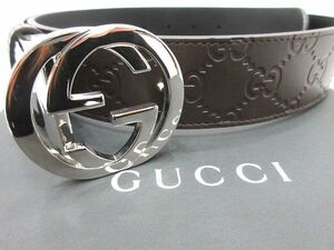 ☆GUCCI グッチ インターロッキング GG シマ リバーシブルベルト 85・34 473030 試着程度の使用 美品☆