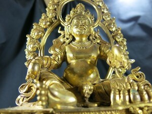 A　銅鍍金大黒天像　中国　清時代　名品　仏教　寺院　金工　彫刻　仏像　密教　西蔵
