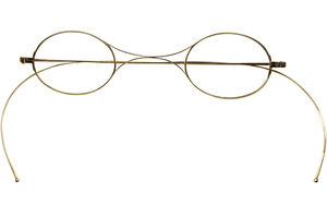 眼鏡史上最細級 ミクロの世界1900s以前HAND MADE USA製14K SOLID GOLD金無垢 X-BRIDGE OVAL ラウンド 丸眼鏡 リーディンググラス 34/29実寸