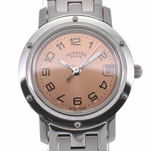 エルメス HERMES CL4.210 クリッパー デイト Dバックル クォーツ レディース 良品 L#129391