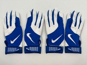 NIKE ナイキ 野球 両手バッティンググローブ ALPHA ホワイトxブルー Size-M　2セット まとめ売り