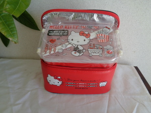 HELLO KITTY 弁当箱 2段重ね 赤 ケース/箸付 18x10x8.3cm キティちゃん ランチBOX