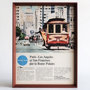 PAN AM パンナム パンアメリカン航空 1966年 Paris Los Angeles フランス ヴィンテージ 広告 額装品 インテリア フレンチ ポスター 稀少