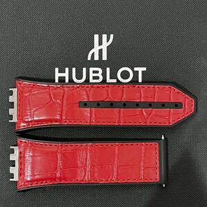 美品☆HUBLOT ウブロ ウニコ スピリットオブビッグバン 45mm用 ストラップ ラバー ベルト 赤 レッド ブラック アリゲーター クロコダイル