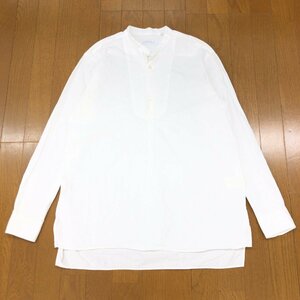 UNITED ARROWS GLR ユナイテッドアローズ バンドカラー プルオーバー シャツ 40(L) 白 ホワイト 長袖 日本製 国内正規品 メンズ 紳士