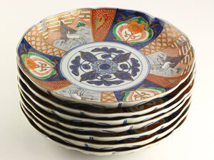 日本美術　古伊万里　錦手　皿　7客　八寸皿　C2015