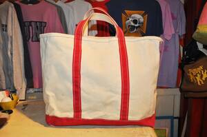 ユーズド 80年代 L.L.BEAN BOAT AND TOTE LL ビーン トートバッグ ２色タグ RED