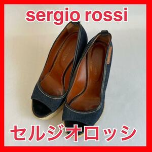 【sergio rossi セルジオロッシ】デニム ウエッジソール 36 1/2