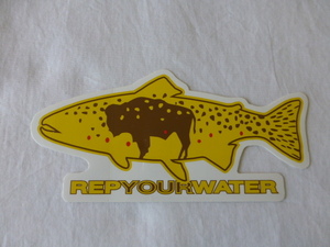 REP YOUR WATER ステッカー REP YOUR WATER フライフィッシング FLYFISHING Trout トラウト サーモン 黄色
