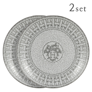 エルメス HERMES プレート デザートプレート ペア モザイク 24 プラチナ Mosaique au 24 platinum dessert plate 3239