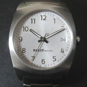 美品 BALLY バリー クォーツ 3針式+デイト メンズウォッチ 腕時計 E100-119 シルバー文字盤×コンビベルト