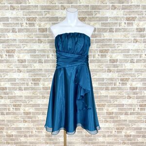 1円 ドレス EMOTIONALL DRESSES 東京ソワール ワンピース 44大きなサイズ 青 カラードレス キャバドレ イベント　中古４５０６