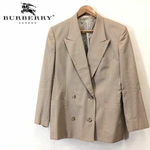 A933-F-S◆ 90s ◆ old ◆ burberrys バーバリー テーラードジャケット ダブル 背抜き ◆ size11AR ウール100 ベージュ 古着 レディース