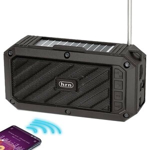 ワイヤレススピーカー 多機能 Bluetooth FMラジオ MP3 太陽光/USB充電 LEDライト スマホスタンド 防災 アウトドア スピーカー8HRN-569