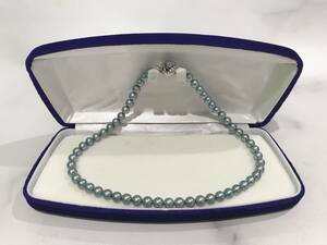 あこやパールネックレス 留め具SILVER 重さ約34ｇ 約7.0ｍm－7.5ｍm 長さ約42cm グレー系 アコヤ真珠