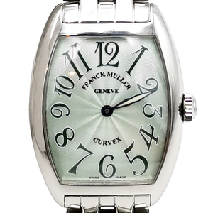送料無料 美品 フランクミュラー FRANCK MULLER 腕時計 トノーカーベックス 7502QZ 2針 ギョーシェ彫り クォーツ 銀系 レディース メンズ