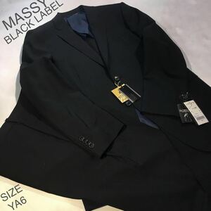 ★ 新品【コスパ最高】MASSY 2つボタンスーツ　上下セットアップ　黒地にラメのシャドーストライプ柄　タイト細身　サイズ YA6 ノータック