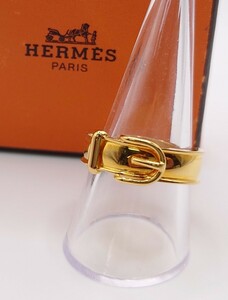 【R1-455】 美品 HERMES スカーフリング エルメス ベルトモチーフ ブックルセリエ ゴールドカラー スカーフ留め アクセサリー 「K460」