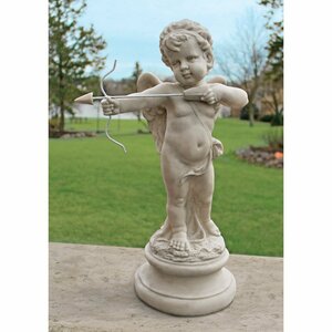 キューピット 愛のメッセージ彫像 ガーデン彫刻/ガーデニング 洋風庭園 芝生 噴水(輸入品