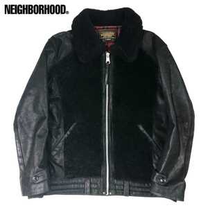 超名作 12AW NEIGHBORHOOD ネイバーフッド 国内正規品 高級ラムスキンムートンファーカウレザーグリズリージャケット 熊ジャン L 極美品