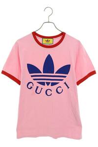 グッチ GUCCI アディダス 22AW 702612 XJEB1 サイズ:XS ダブルネームロゴプリントTシャツ 中古 OM10