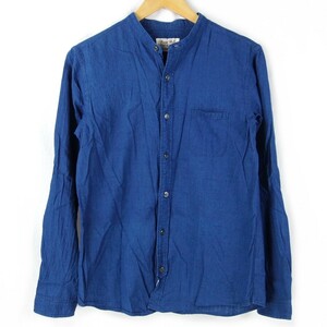 ■UES ウエス / Wear Well / 日本製 MADE IN JAPAN / メンズ / インディゴ 藍染 / バンドカラー ロングスリーブシャツ size 1 / トップス