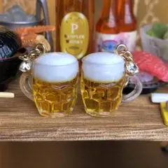 再販No.291小さなジョッキビール　マスクチャーム　イヤリング　ピアス　飲み会