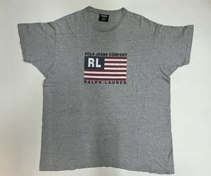 90年代 90s RALPH LAUREN ラルフローレン POLO JEANS ポロジーンズ 星条旗柄　ロゴ tシャツ USA製 サイズL ヴィンテージ
