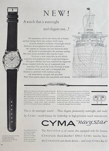 稀少・時計広告！1957年シーマ時計広告/Cyma Navystar/Watch/R