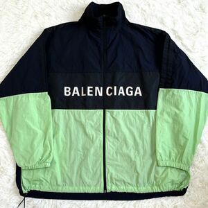 極美品 バレンシアガ 【圧巻のデザイン】 BALENCIAGA トラックジャケット ブルゾン アウター ビックロゴ メンズ バイカラー サイズXL位