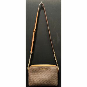 【MICHAEL KORS】レザーショルダーバッグ マイケルコース 総柄 BRW PV-2001 ts202311