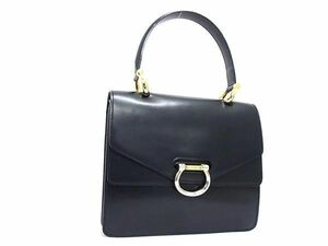 1円 CELINE セリーヌ ヴィンテージ ガンチーニ金具 レザー ワンハンドル ハンドバッグ レディース ブラック系 FA5943