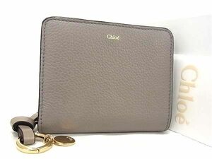 1円 ■新品同様■ Chloe クロエ アルファベット レザー 二つ折り 財布 ウォレット レディース グレー系 AW7234