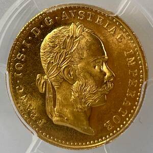 「最後の大帝」『MS66 高鑑定』1915年 1 ダカット 金貨 フランツヨーゼフ1世 PCGS オーストリア Ducat Restrike Austria 双頭の鷲 ゴールド