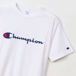 ●送料390円可能商品 チャンピオン Champion 新品 定番 肌触り◎ ビッグロゴ コットン 半袖 Tシャツ 白 L [C3P302-010-L] 三 弐★QWER★