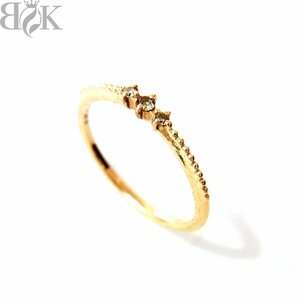 美品 エテ K10 デザインリング ピンキーリング 指輪 ダイヤ シンプル イエローゴールド 約5号 0.03ct 総重量約0.7g 超音波洗浄済み ete 〓