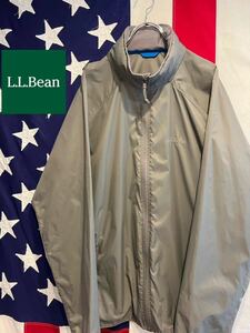 ★L.L.Bean★エルエルビーン★フード内蔵★ナイロンジャケット★マウンテンパーカー★ワンポイントロゴ★刺繍ロゴ★グレー★Lサイズ相当★