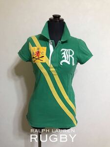 RALPH LAUREN RUGBY ラルフローレン ラグビー 鹿の子 ポロシャツ トップス レディース 半袖 グリーン サイズS