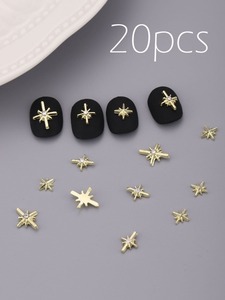 ネイル デコレーション ブラックフライデー 20個合金ラインストーン星ネイルアートステッカー、シンプルなデザインの星形の装飾