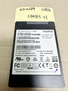 SD0289【中古動作品】SunDisk 内蔵 SSD 128GB /SATA 2.5インチ動作確認済み 使用時間13483H