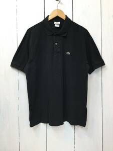 LACOSTE ラコステ コットン半袖ポロシャツ ポロシャツ 胸ロゴ サイズ5 メンズL 黒 良品綺麗 