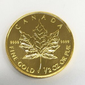 K24IG カナダ メイプルリーフ金貨 1/2oz 総重量15.5ｇ【CEAB7029】