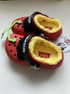 クロックス ミッキー C7 15cm クラシック ラインド ディズニー ボア ライナー付き 赤 crocs Disney Mickey キッズ トドラー子供