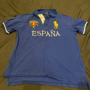 POLO RALPH LAUREN ポロシャツ SIZE L ラルフローレン 半袖ポロシャツ ビッグポニー 古着 ブルー 国のシリーズ ESPANA