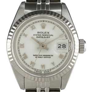 ロレックス ROLEX デイトジャスト ローマン 69174 腕時計 SS WG 自動巻き ホワイト レディース 【中古】
