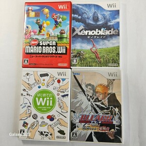 ★【 ソフト4本】Wii ウィー New Super Mario Brothers wii. Xenoblade,Bleach , 　ス－パ－マリオブラザース、ゼノブレイド、ブリーチ