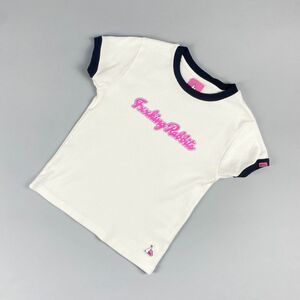 美品 #FR2 フロントプリント 丸襟半袖Tシャツ カットソー レディース トップス 白 ホワイト サイズF*EC205